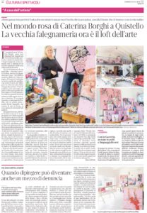 Nel mondo rosa di Caterina Borghi a Quistello. La vecchia falegnameria è ora il loft dell'arte.